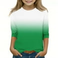 thumbnail image 1 of Deals 3-12Years Boys And Girls Casual Gradient Printing 3/4 Sleeve Round Neck Children's Tops Pullover Bottoming Shirt Gift for Kids Green 11-12 Years, 1 of 5