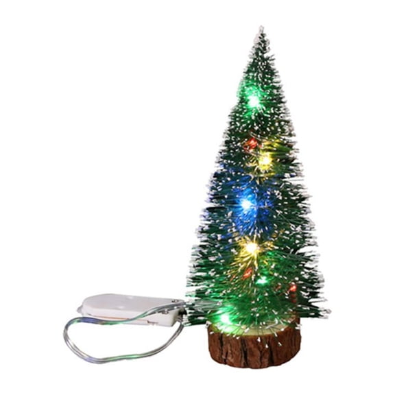 5.9 Inch Mini Christmas Trees with LED Lights Artificial Tabletop Xmas Pine Bottle Trees for DIY Winter Snow Christmas Crafts Winter Ornaments Home Office Holiday Decor Gift