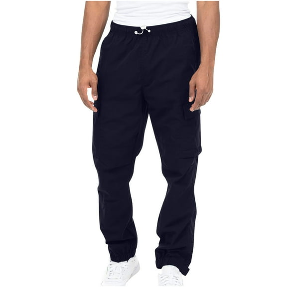 Plus Size Pants For Men Solid Casual Multiple Pockets Outdoor Fitness Pants Cargo Pants Trousers