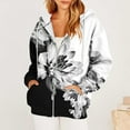 thumbnail image 1 of Deals up to 50% off LEBONYARD Womens Coats Clearance under $10,Women's Casual Printed Long Sleeve Zipper Hooded Tops Blouse with Pocket Sweatshirt Jackets White XXXL, 1 of 6