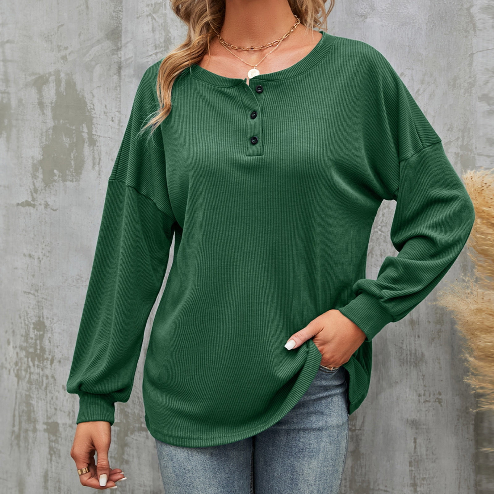 Deals 50 Off Clear! Women's Fall Tops Womens Fashion Button Tunic Tops