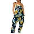 thumbnail image 1 of up to 60% off Gifts Usmixi Womens Jumpsuits Loose Wide Leg Spaghetti Strap Long Jumpsuits Overalls with Pocket Casual Leopard Print V-Neck Sleeveless Maxi Summer Rompers Navy m, 1 of 6