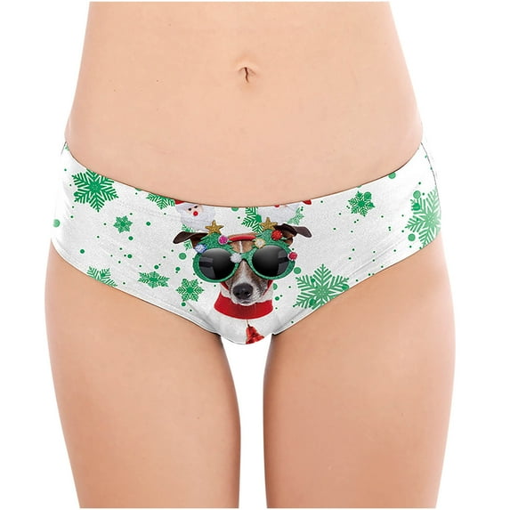 Deals Ausyst Panties for Women Women Fashion Breathable Sexy Christmas Digital Printed Panties Briefs Clearance