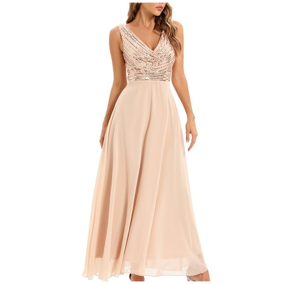 Ohufall Maxi Dress, Wedding Guest Dresses for Women, Fashion Sequin V-neck Dress Sparkly Glitter Party Club Long Skirt Wrap Evening formal Dress Cocktail Dress for Women