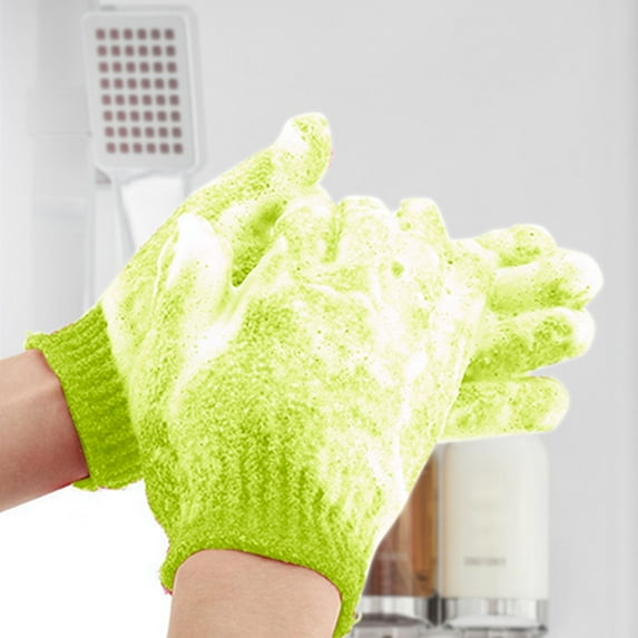 Deals! Bradem 4 Pcs Exfoliating Shower Gloves Double Sided Exfoliating Bath Gloves Deep Clean Dead Skin for Spa Massage Beauty Skin Shower Body Scrubber Bathing Accessories, Bath Gloves 2 Pairs Green