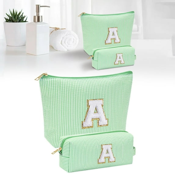 Bradem Makeup Bag Set Initials Cosmetic Bag Birthday for 10 11 12 13 14 15 16 17 18 Years Old Girl Teen Girls Trendy Stuff Personalized Toiletry Bag Travel, Letter Cosmetic Bag Green