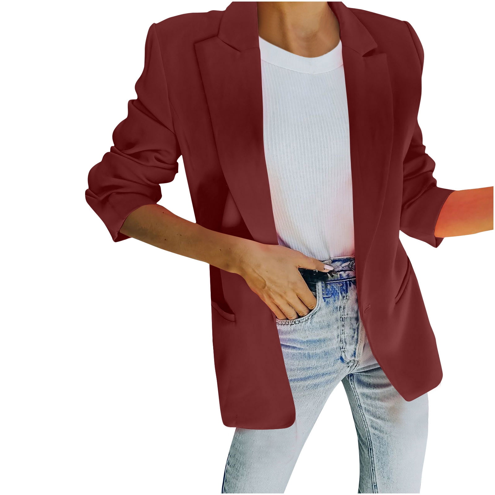 3pcs Fashion Casual Solid Color Lapel Slim Fit Open Cardigan Suit Jacket for Women Spring Summer Autumn