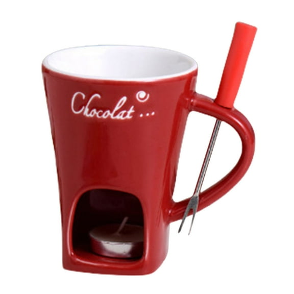 Chocolate Melting Cup Chocolate Fondue Mug Heating Food Ceramic Mug Daily Kitchen Supplies (Red)