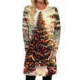 thumbnail image 1 of Christmas Outfit for Women Long Sleeve Loose Fit Tunic Tops with 2 Pockets Crewneck Xmas Printed T-shirts (2XL, Gold), 1 of 5