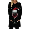 thumbnail image 1 of Christmas Outfit for Women Long Sleeve Loose Fit Tunic Tops with 2 Pockets Crewneck Xmas Printed T-shirts (3XL, Black), 1 of 5