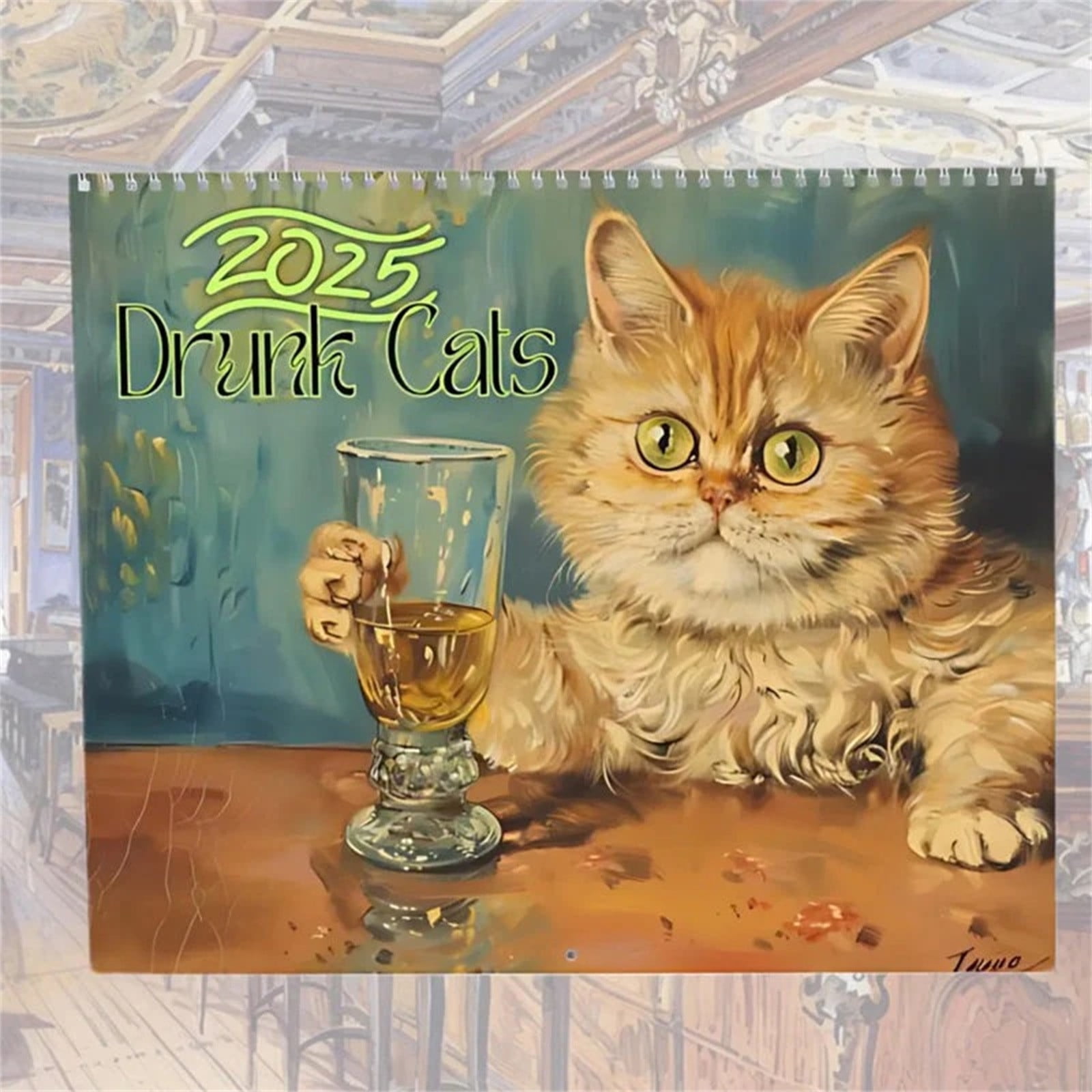 Deals Clearance 2025 Drunk Cats Wall Calendar,Funny Drunk Cats Calendar