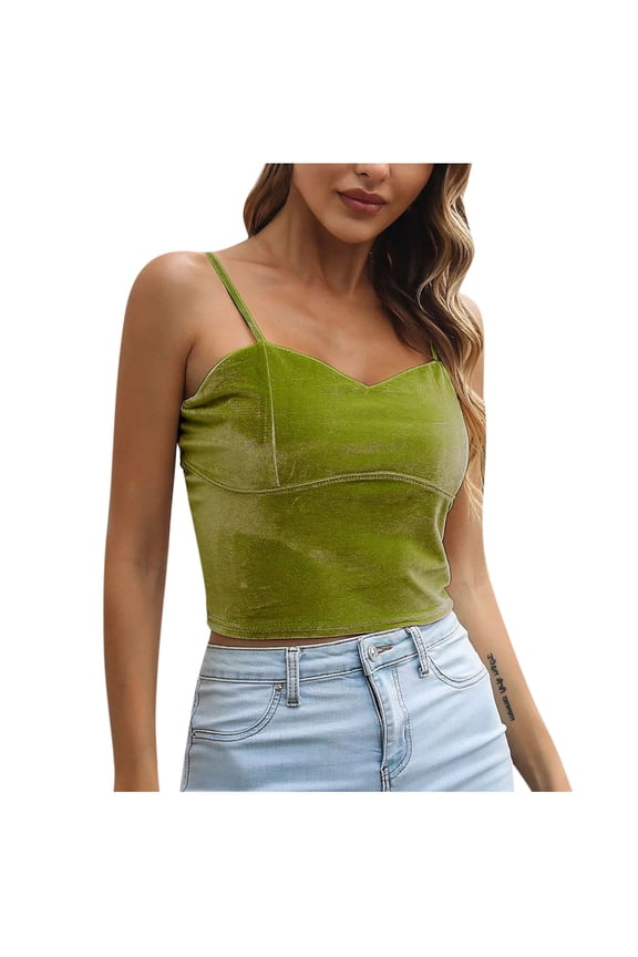 Tank Tops for Women Women's V-neck Lower Split Outer Wear Chest Wrapped Short Navel Exposed Top Suspender Vest