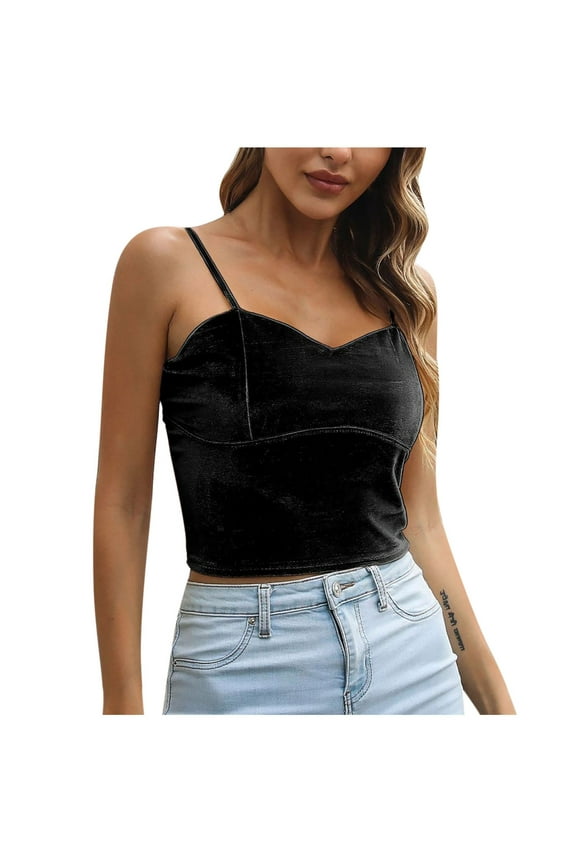 Tank Tops for Women Women's V-neck Lower Split Outer Wear Chest Wrapped Short Navel Exposed Top Suspender Vest