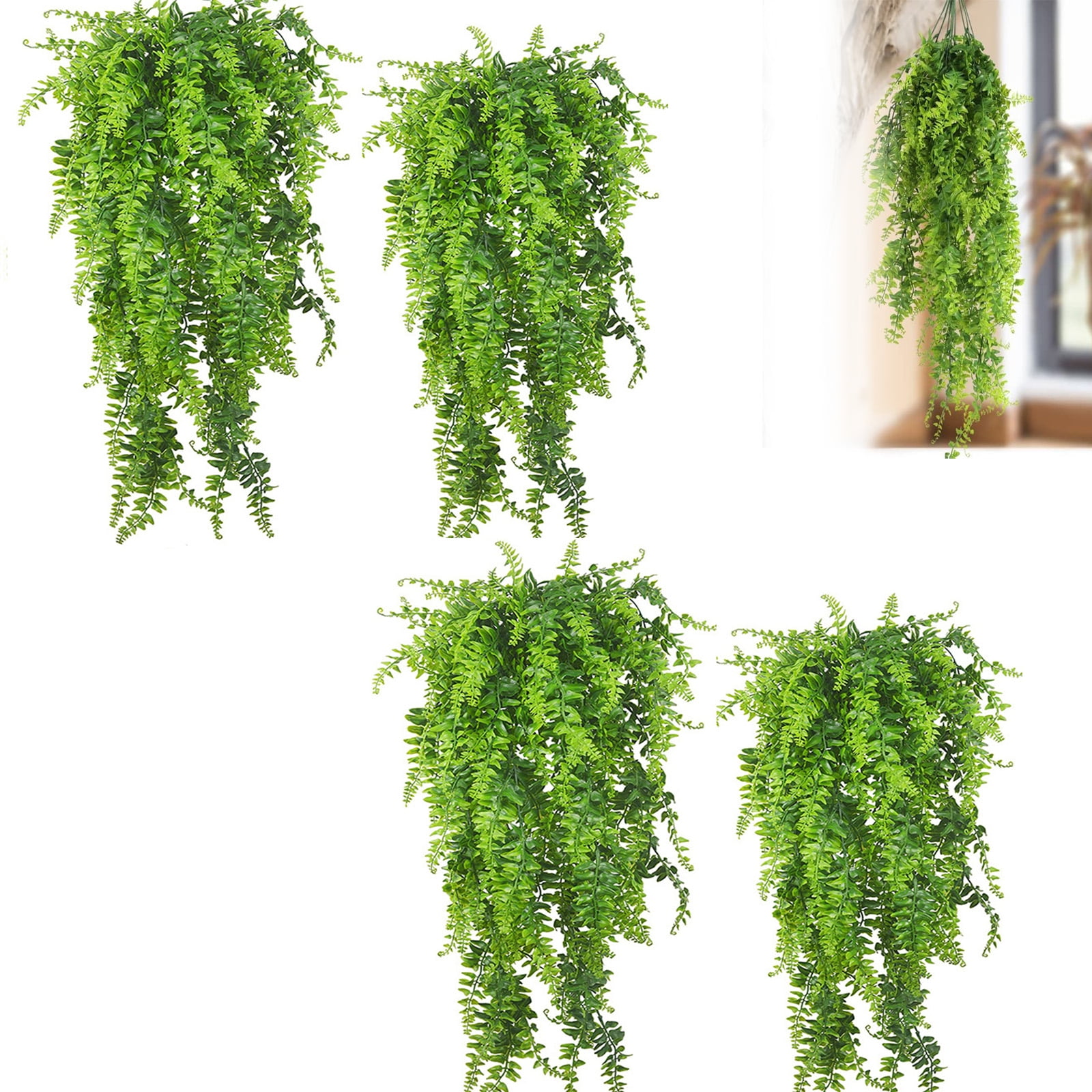 Artificial Boston Ferns, 2025 Fake Fern Artificial Hanging Ferns Outdoor Faux Hanging Greenery Plant Indoor UV Resistant Plastic Plants for Wall, Wedding Party, Holiday Decor,