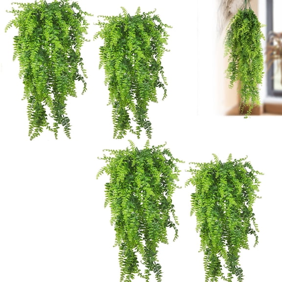 Artificial Boston Ferns, 2025 Fake Fern Artificial Hanging Ferns Outdoor Faux Hanging Greenery Plant Indoor UV Resistant Plastic Plants for Wall, Wedding Party, Holiday Decor,
