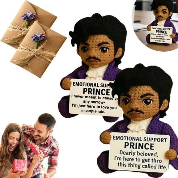 Deals Clearance Crocheted Emotional Support Dolls Plush,Emotional Support Prince，Positive Affirmation Crochet Prince, Small Funny Cute Encouragement Gifts For Women, Friends, Colleges Graduation，A+B