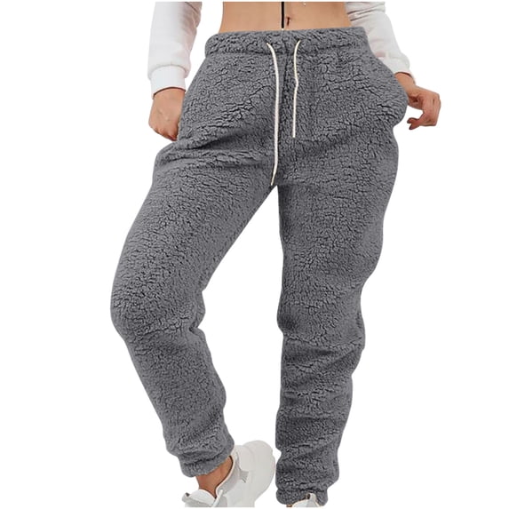 Deals Fjofpr Womens Plus Size Pants Fleece Sweatpants for Women Casual Warm Fitness Sport Leggings Winter Thickened Plush Legging Pants