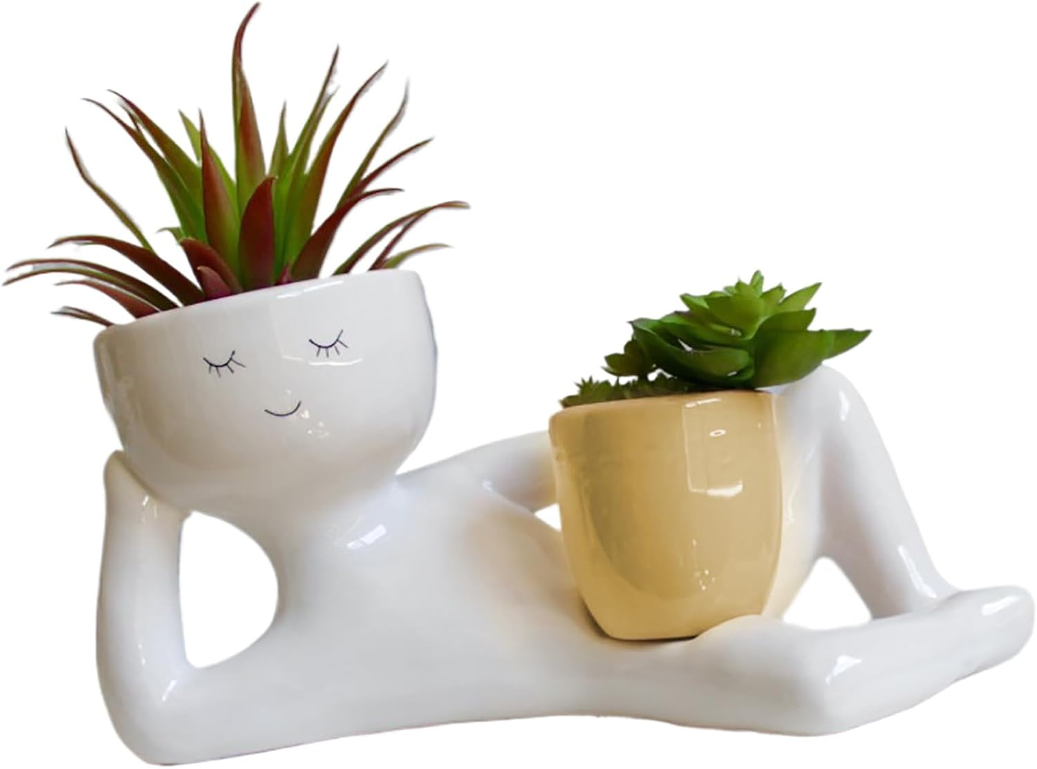 Deals Clearance Funny Plant Pots, Lazy Little Character Lying Down Flowerpot Succulent Planters, Resin Funny Planters for Indoor Outdoor Plants, Lazy Guy Planter for Home Garden Decor