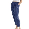 thumbnail image 1 of Wide Leg Sweatpants Women Woman Solid Color Cotton And Linen Loose Casual Wide Leg Nine-Quarter Pants, 1 of 7