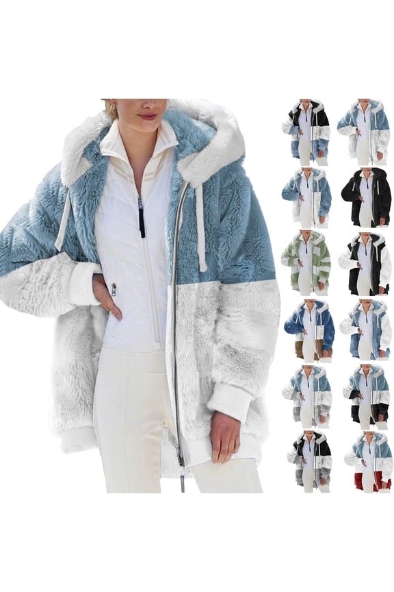 Fashion Winter Coats for Women Warm Faux Jacket Winter Zipper Long Sleeve Outerwear Gifts for Women