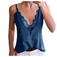 thumbnail image 1 of Deals Clearance under 5.00 Lindreshi Camisole Tops for Women 2024 Women Sexy V Neck Lace Patchwork Strappy Sleeveless Casual Camis Vest Tank Tops, 1 of 3