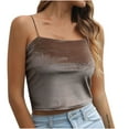 thumbnail image 1 of Lindreshi Camisole Tops for Women 2024 Women's Casual Fashion Sleeveless Gold Velvet Sling Solid Color Top Blouse, 1 of 5
