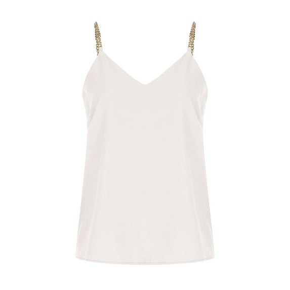 Lindreshi Tank Tops for Women Women Tops Chain Suspender Vintage Summer V Neck Sleeveless Tank Tops Blouse