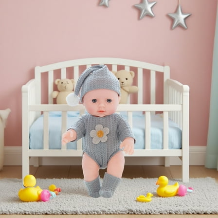 Deals! Danhjin Baby Doll, Voice Blinking Talking Vinyl Simulation Doll with Soft Rubber Baby Toys, Kindergarten Early Education Dolls for Toddler Pretend Play, Christmas Gifts for Children