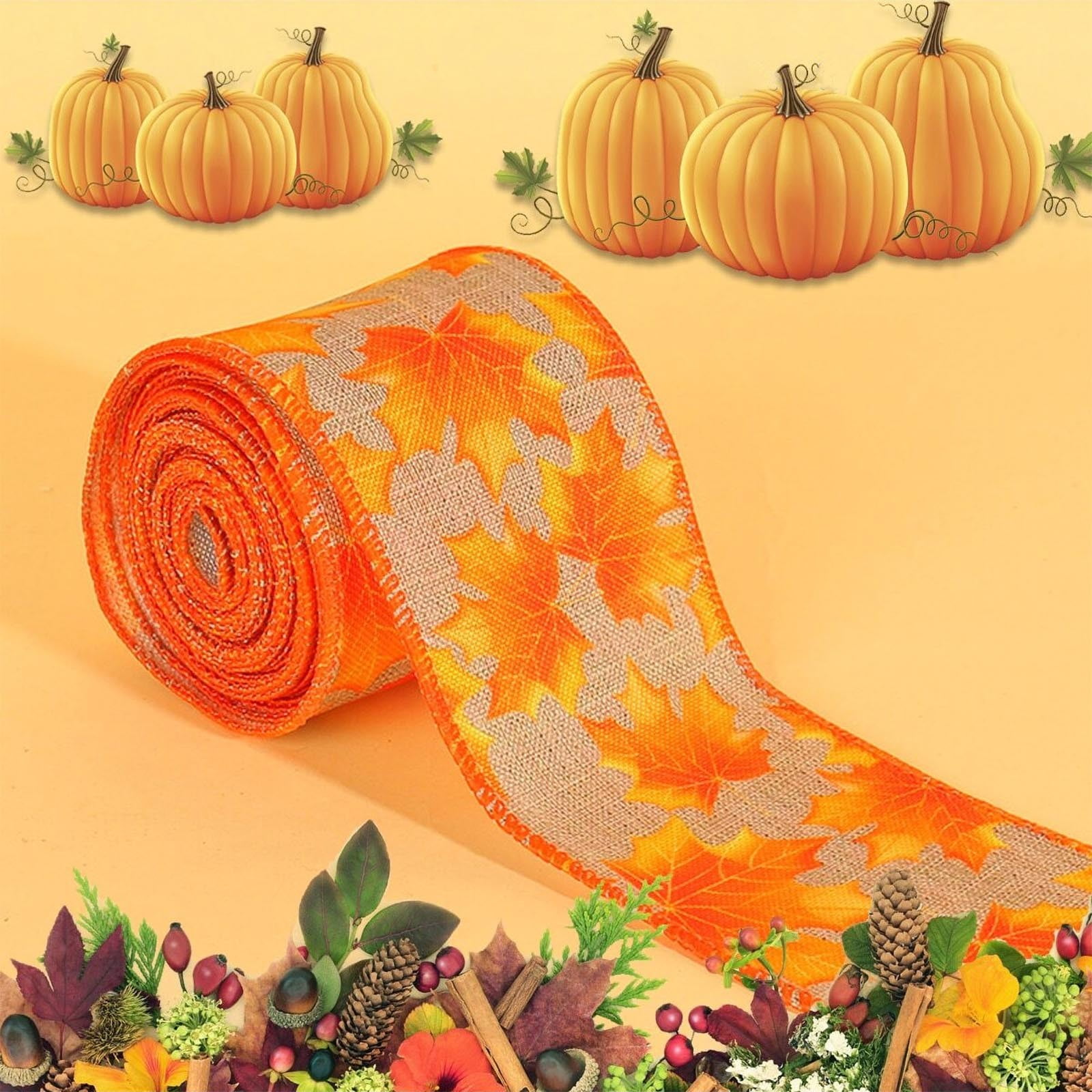 Fall Wire Ribbons Deals! Danhjin Fall Wired Ribbon Wired Edge Ribbon for Wreath Making ...