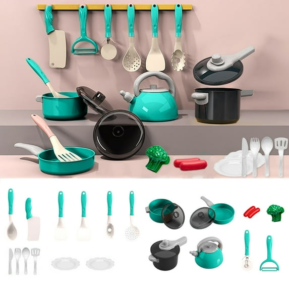 Deals! Danhjin Kids Play Kitchen, Play Kitchen Set with Pretend Cutting Toy and Realistic Safe Dishes Utensils, Cookware Educational Toy for Toddlers and Children, Christmas Gifts for Kids Learning