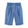 thumbnail image 1 of Deals of the Day,Bidobibo Women's Summer Casual Cotton Linen Shorts Hign Waisted Shorts Beach Comfy Elastic Waist Drawstring Loose Fit Solid Color Shorts Pants with Pockets, 1 of 5
