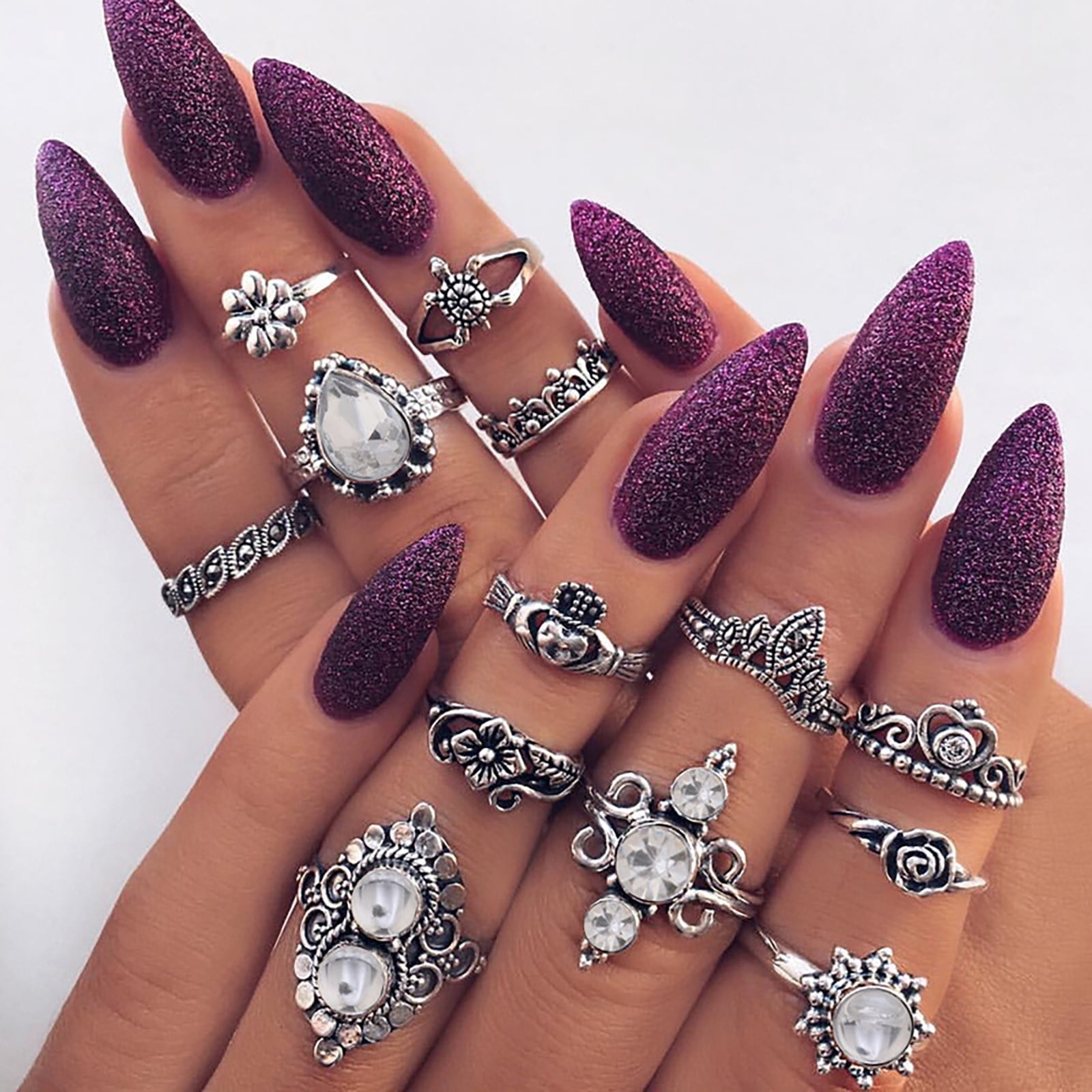 Deals of The Day Clearance! 13PC Ladies Vintage Stack Knuckle Ring Set ...