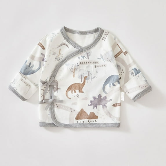 Abomasnow Baby Boys Girls Long Sleeve Side Snap Cotton Shirts Casual Fall Cute Print Unisex Newborn Kimono Soft Tee Shirts Top