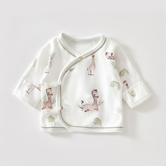Abomasnow Baby Boys Girls Long Sleeve Side Snap Cotton Shirts Casual Fall Cute Print Unisex Newborn Kimono Soft Tee Shirts Top