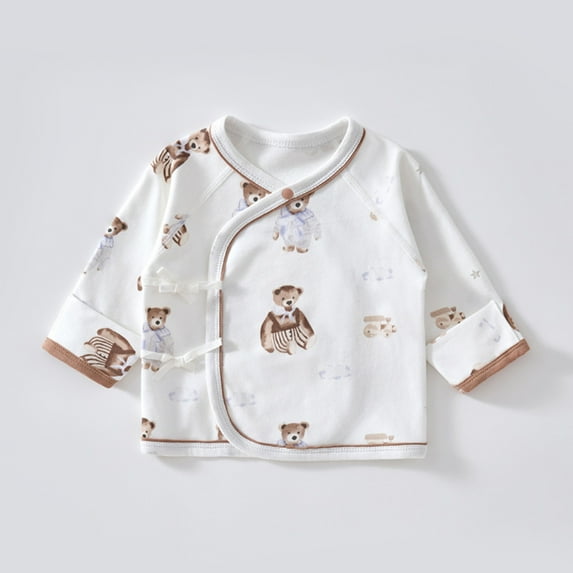 Abomasnow Baby Boys Girls Long Sleeve Side Snap Cotton Shirts Casual Fall Cute Print Unisex Newborn Kimono Soft Tee Shirts Top