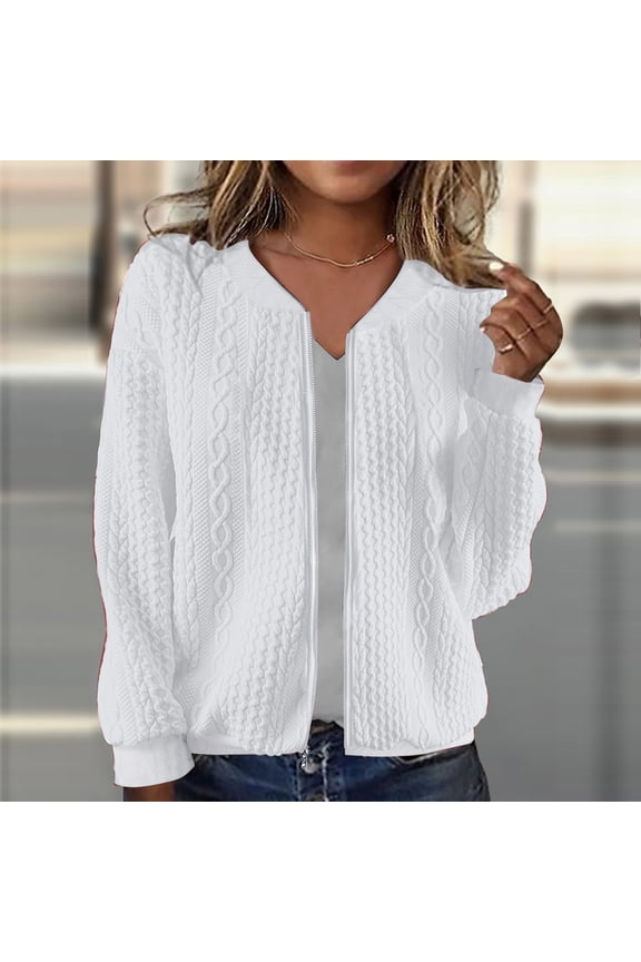 Cardigan Sweaters for Women Casual Open Front Knitted Coat Lightweight Long Sleeve Zipper Up Cardigans Tops with Pockets