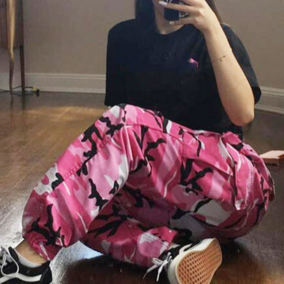 Deals of The Day Clearance! Abomasnow Women's Camouflage Cargo Pants High Waist Tapered Pants Casual Loose Fit Hiking Running Baggy Trousers with Pockets