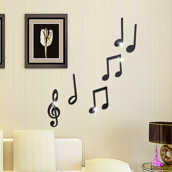 Bifavgk Removeable Vinyl Art Musical Note Wall Sticker Wall Home Decor Mural Diy Decals Wallpaper Peel And Stick Wall Mirror Wall Art For Living Room Wall Decor