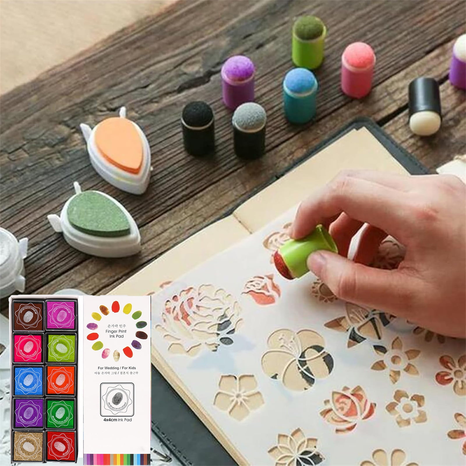 Deals of The Day Clearance! DIY Sponge Finger Painting Set, 20 Colors Inkpad and Finger Daubers Kit, Fun Painting Tools for Kids, Toddlers Art Projects, Creative Drawing Supplies