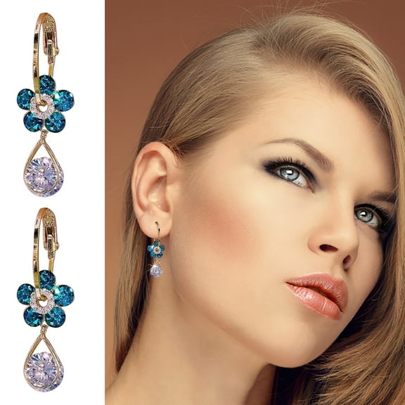 Fashion Flower Crystal Earrings, Shiny Cubic Rhinestone Jewelry, Elegant Gift Earrings for Women, Sparkling Zirconia Jewelry