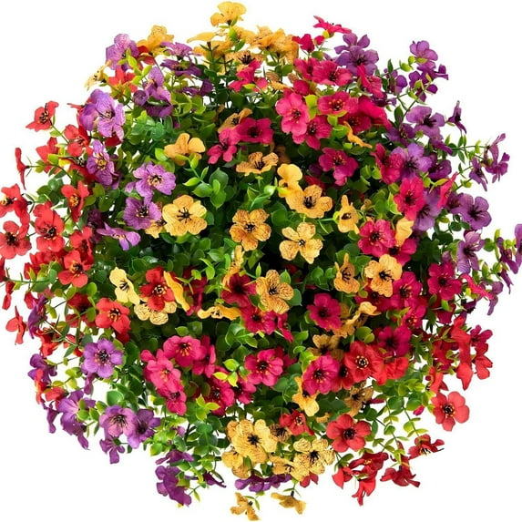 Deals of The Day Clearance! Gosuguu Artificial Flowers, 8 Bundles of Fake Flowers, Faux Plastic Plants for Home and Office Decor, No Fade Silk Flowers, Indoor Landscaping
