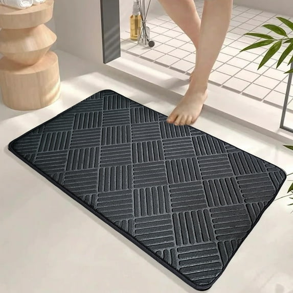 Gosuguu Non-Slip Solid Color Bathroom Mats, Absorbent Toilet Floor Mats, Drying Foot Mats for Bathroom, Entryway, Home, and Shower Rooms