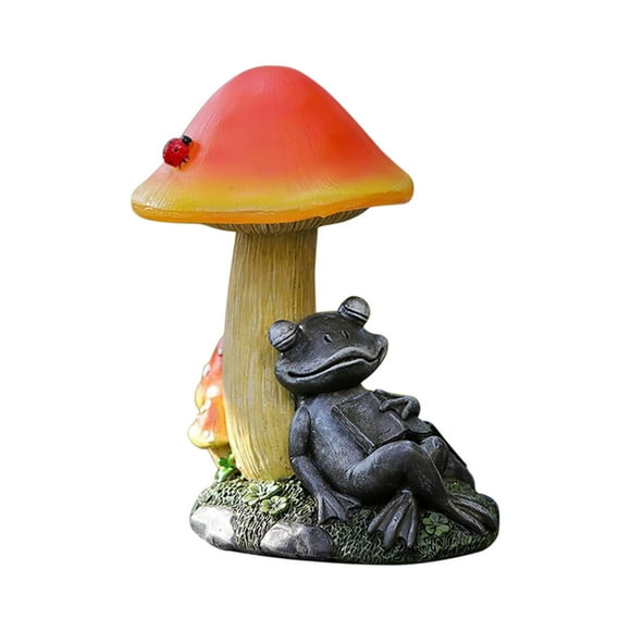 Deals of The Day Clearance! Gosuguu Solar Resin Mushroom Lamp and Frog Ornaments - Outdoor Garden Decoration with Solar Powered LED Lights, Garden Accent Lighting for Yard, Patio, and Lawn