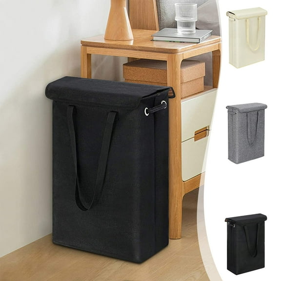 Laundry Basket with Lid, Tall Thin Hamper with Handles, Narrow Dirty Clothes Storage for Bathroom, Bedroom, Dorm Room Organization