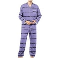 thumbnail image 1 of Miqool Mens Striped Pajama Sets Two Piece Long Sleeve Button Down Pj Sets Soft Sleepwear 2 Piece Lounge Set Nightwear with Pockets, 1 of 6