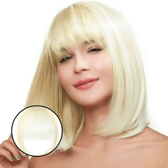 Mlkoz Natural Seamless Hand-Woven Long Airing Bangs With Sideburns Hair Extensions Wig for Women
