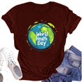 thumbnail image 1 of NAMTYQX Hawaiian Shirts for Women Loose Fit Stretch Cool Gemusterte Plus Size Crewneck Short Sleeve Graphic Casual Shirts for Women Trendy Summer Wine Size 2XL, 1 of 4