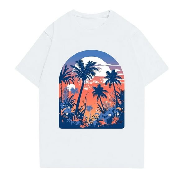 NAMTYQX Mens Summer Shirts Plus Size Elastic Baggy Patterned Casual Boho Flex Lightweight Short Sleeve Crew Neck Summer Tops White Size 3XL