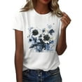 thumbnail image 1 of NAMTYQX Shirts for Women Graphic Short Sleeve mit Print Light Plus Size Relaxed Fit Cool Classic Crewneck Women's T-Shirts Navy Size 5XL, 1 of 5