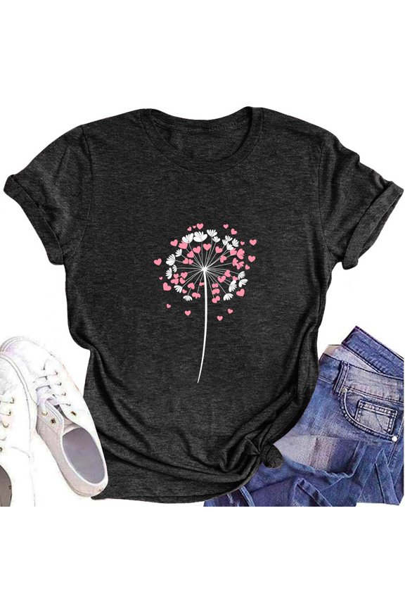 Shirts for Women Loose Fitting Hawaii Breathable Print Plus Size Crew-Neck mit Print Stretchy Short Sleeve Womens Short Sleeve Tops Black Size M